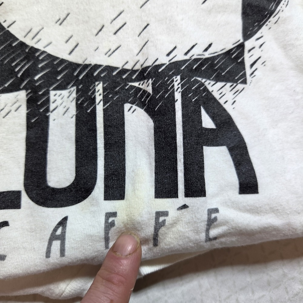 Vintage 90s Luna Caffe T Shirt XXL Hanes Heavyweight USA Single Stitch White Gra - Picture 10 of 11